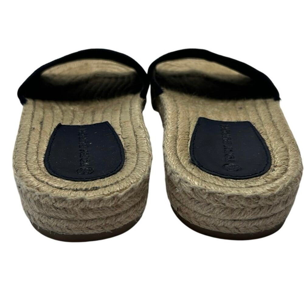 TORY BURCH logo Ribbon Espadrille Slide Shoes  Size 6 - Picture 5 of 12